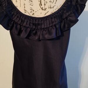 NWOT Allen B. by Allen Schwartz Black Satin Like Ruffle/Pleated Collar